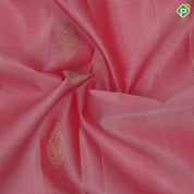 salmon  pink gold zari thilagam design dark pink lotus mayilkan border design traditional silk saree