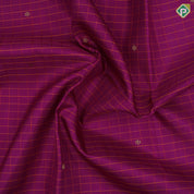 Purple base silk thread checks mid flower butta self gold zari fancy floral design border trendy designer silk saree