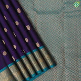 Indigo Colour Gold Zari Gandaberunda Chagaram Butta Design Rexsona Green Ruthracham Elephant Peacock Border Design Pure Mix Silk Saree