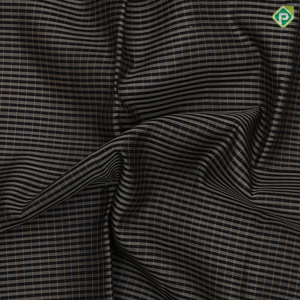 Black with sandal checks and stripes design borderless edge border Luxury black silk saree