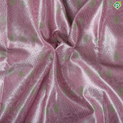 light pink copper zari embossed design apple green copper zari turning border tissue art silk saree