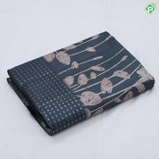 Solid color cream fancy plant design self gold zari button border fancy cotton saree