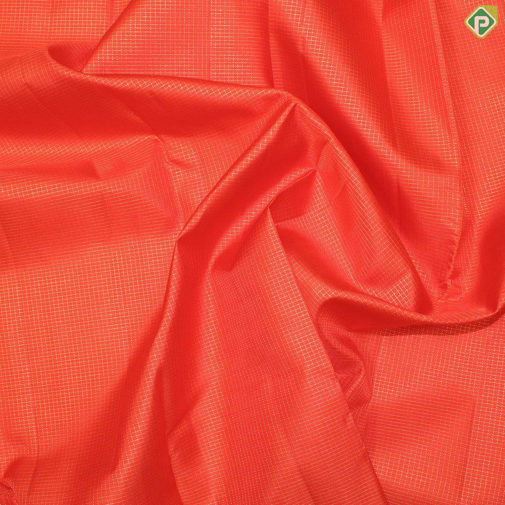 Chili Red Gold Zari Vaira Oosi Checks With Self Color Lines Border Traditional Silk Saree