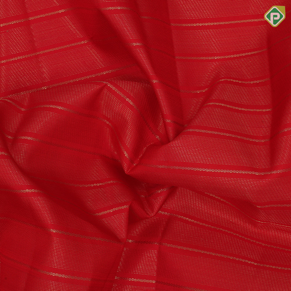 Chilly red gold zari velthaari vairaoosi lines design self gold zari orange padded butta retta pattai vintage silk saree