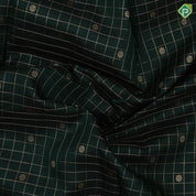 Bottle Green Gold Zari Checks Flower Motif Design Red Peacock Elephant Mango Border Design Traditional Silk Saree
