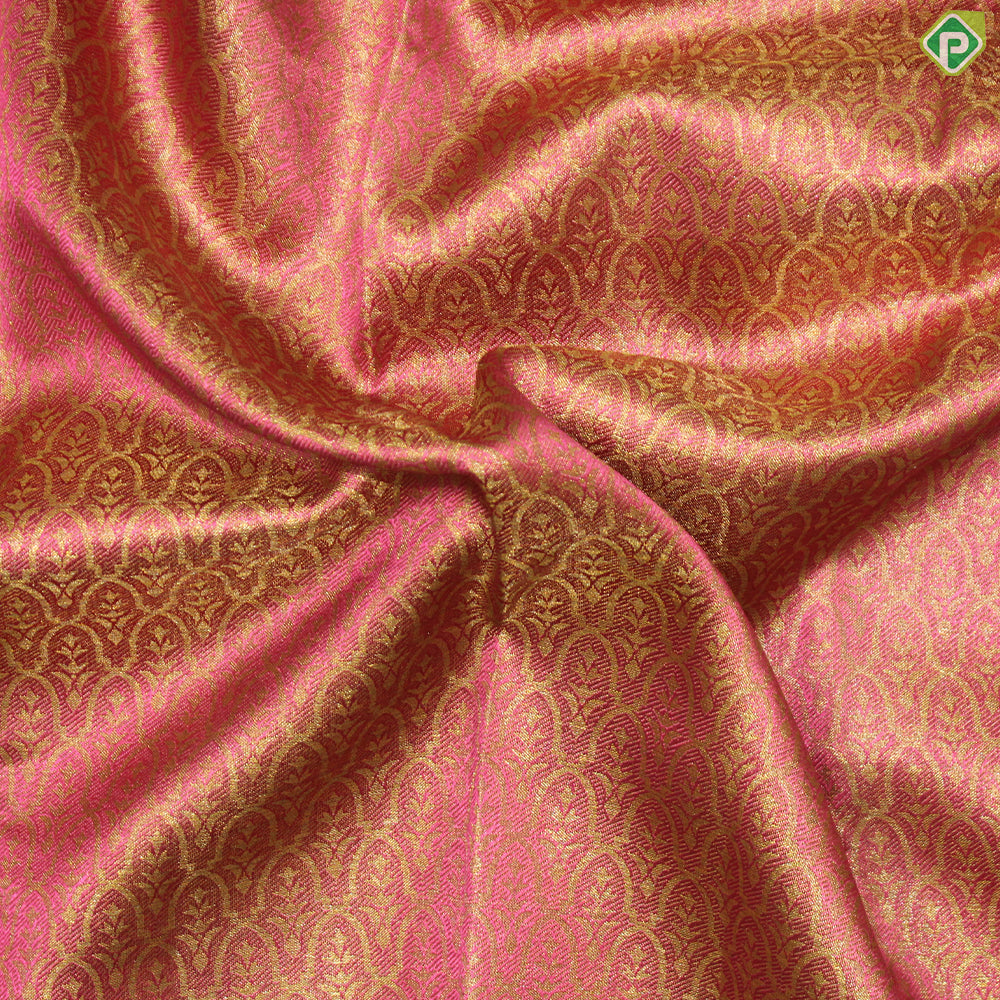 Peach Orange Gold Zari With Cream color Turning  Border Traditional Silk Saree