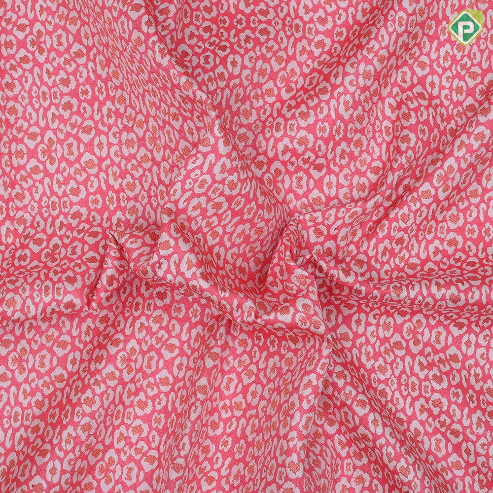 Bubblegum Pink Copper Zari Cheetah Skin Type Design Purple Floral Design Trending Fancy Silk Saree