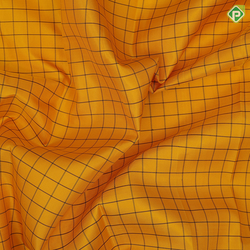 Mango yellow thread checks design purple brown with multi color thread work butta lines border traditional silk saree
