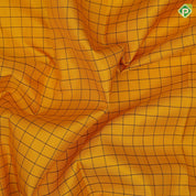 Mango yellow thread checks design purple brown with multi color thread work butta lines border traditional silk saree