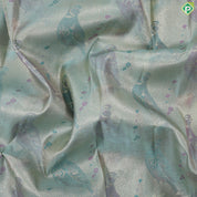 Pista green zari silk thread dove on branch painting inspired onion pink silver gold zari spin border trendy tissue saree