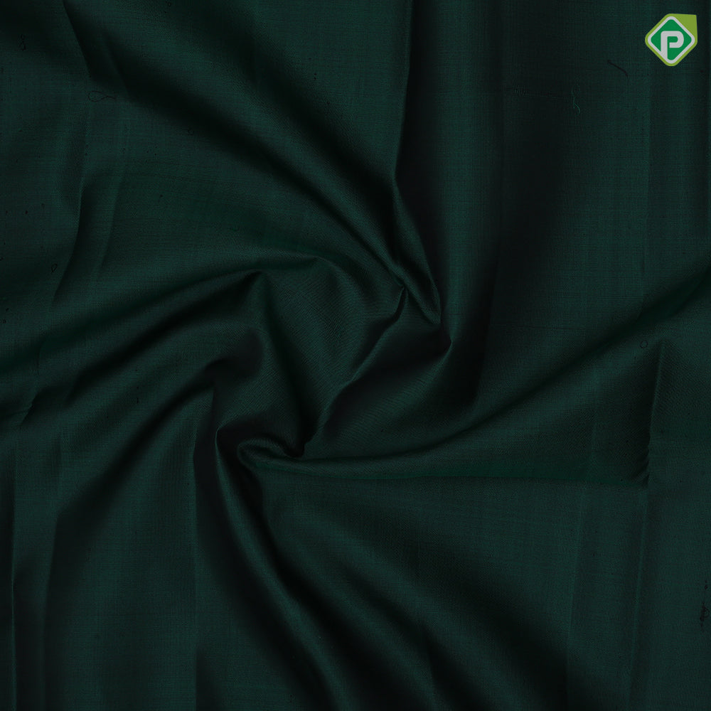 Bottle green plain weaved Purple gold zari edge border plain traditional vintage silk saree