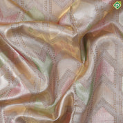 Mustard gold multi color zig zag running arrow design self border zari by zari tissue grand bridal silk saree