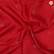 Tomato red silver zari silk thread fancy butta mustard yellow silver zari temple border soft silk saree