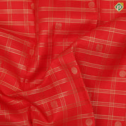 Chilly Red Gold Zari Checked Peacock Chagaram Design Self Peacock Mayilkan Border Design Traditional Silk Saree