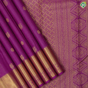 Dark Pink Gold Zari Peacock Chagaram Self Colour Floral Border Design Traditional Silk Saree