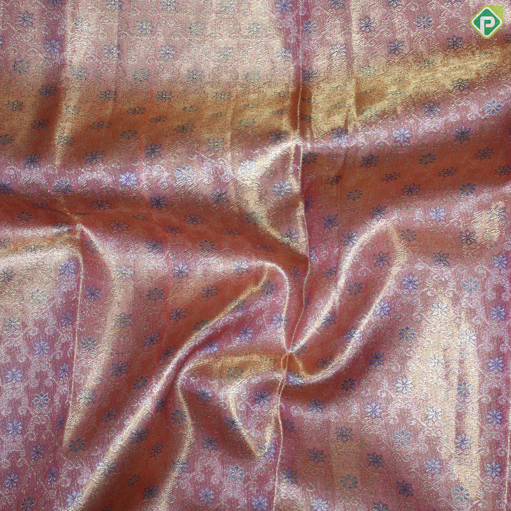 Goldish Pink Gold Zari With Baby Pink Color Tissue Traditional Silk Saree
