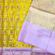 Golden Yellow With Grand Floral Design Exclusive Bridal Silk Saree