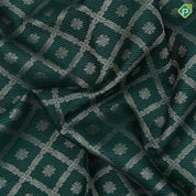 Dark Green Silver Zari Vairaoosi Flower Butta Fog Gray Colour Floral Border Design Traditional Silk Saree