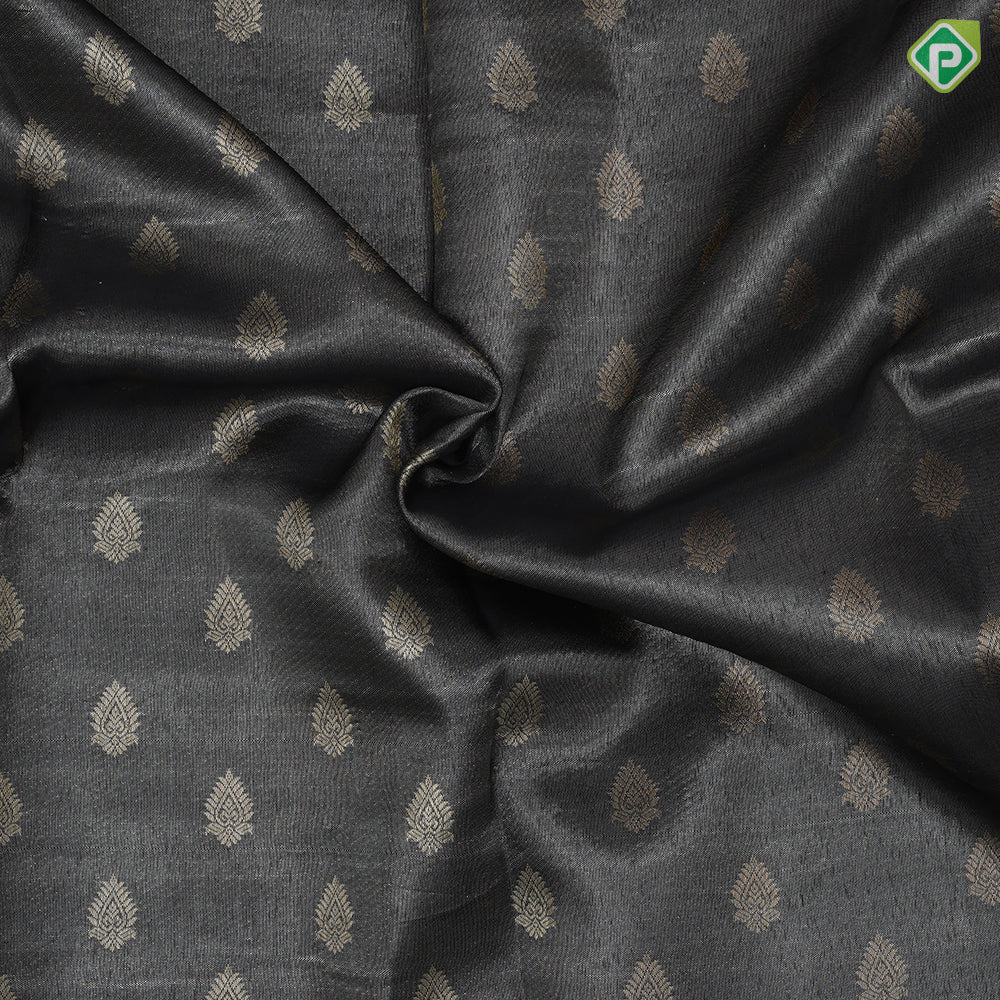 Black Colour Gold Zari Thilagam Butta Tissue Design Cream Colour Mango Border Design Luxury Black Silk Saree