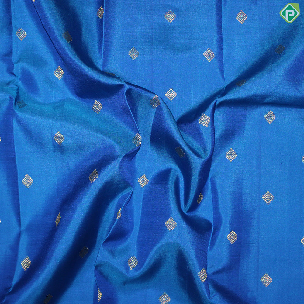 Royal Blue Silver Gold Zari Contrast Pink Multi Line Border Trendy Designer Silk Saree