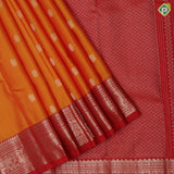 Mango yellow silver gold zari chakkaram annam butta rani red silver gold zari Annam elephant border pure mix silk saree