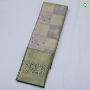 Orange base multi color double sparrow design rani pink gold zari grand border tissue art silk saree