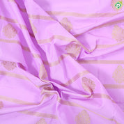 Lavender gold zari Lines and Butta Design contrast dark green peacock butta border art silk gift saree