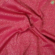 Rani pink gold zari grand floral design contrast thunder grey gold zari border art silk gift saree