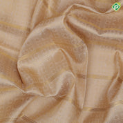 creamy sandal gold zari grand buttas filled checks contrast pink gold zari double peacock arch design border grand bridal silk saree