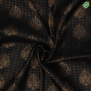 Black Colour Gold Zari Small Checked Thilagam Butta Design Green Colour Peacock Chagaram Border Design Luxury Black Silk Saree