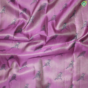 Pink Birds Design Gold Zari With Rexsona Green Jungle Border Fancy Trendy Silk Saree