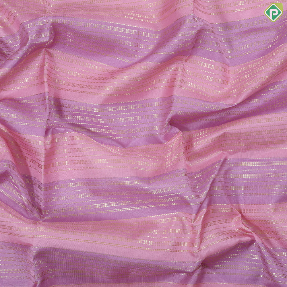 pink lavender base silver gold zari vairaoosi design peach red gold zari multi lines butta border traditional silk saree
