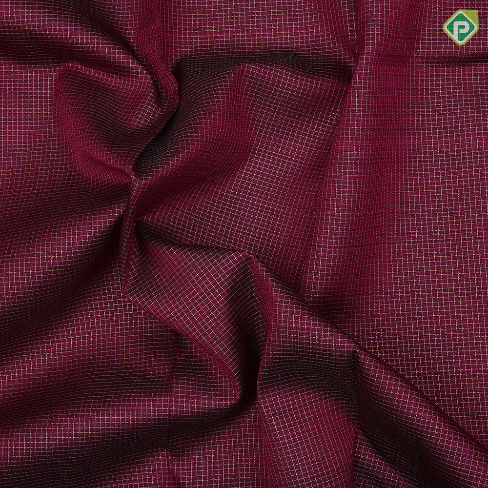 Maroon gold zari micro kattam design self gold zari big mango padded diamond border koorai silk saree