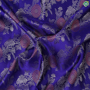 Royal violet blooming flower meena work design self border exclusive bridal silk saree
