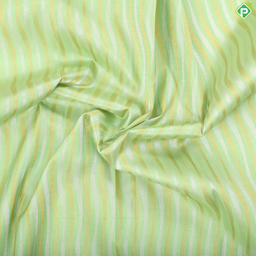 Pista green silver gold zari waves stripes design self gold zari flower tower fancy border trendy silk saree