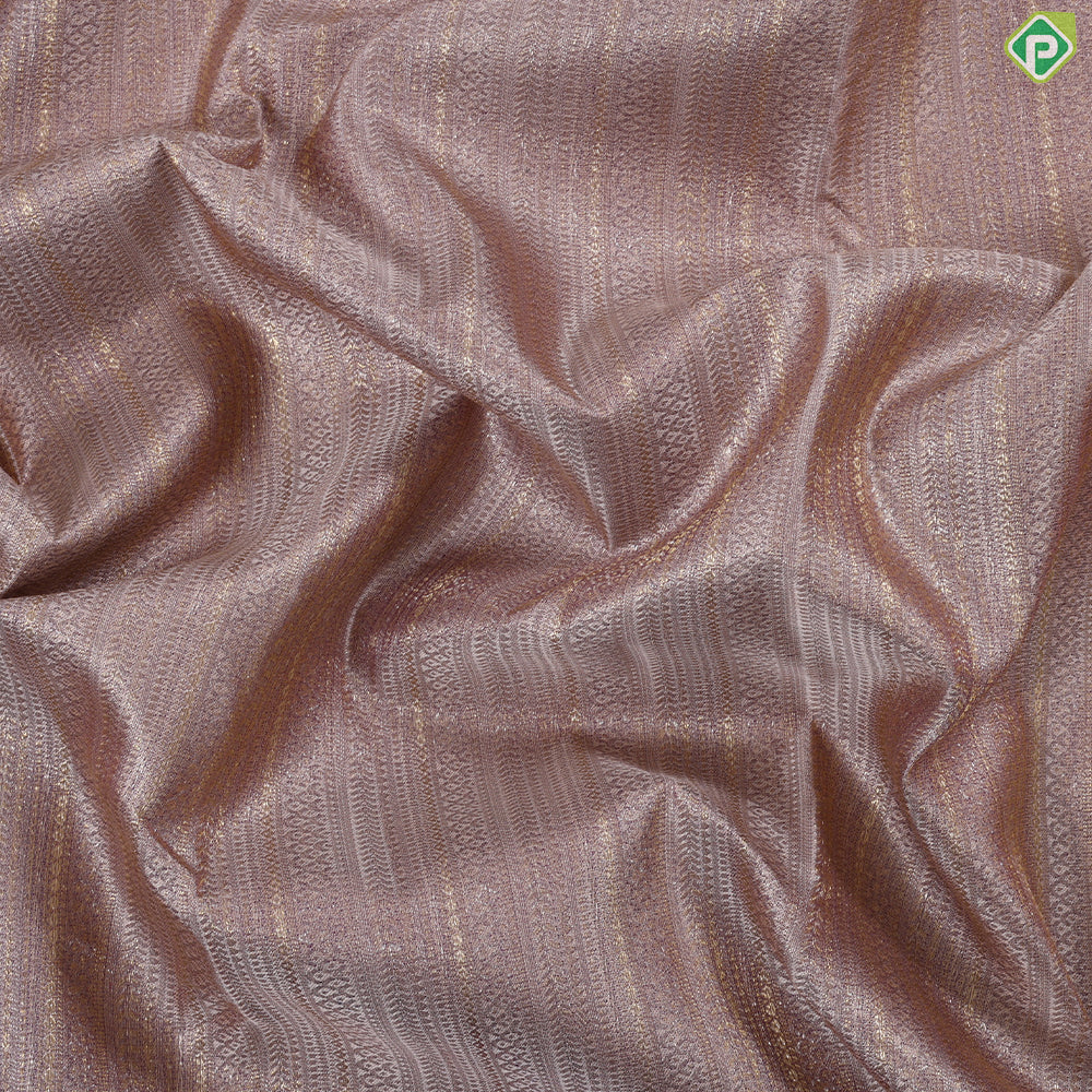 Peach silver gold zari self weaved stripes design rani pink silver gold zari peacock dancing border trendy silk saree