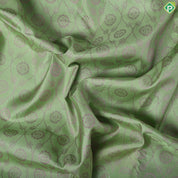 Pista green pink grand floral thread work design self silver zari meena work border trendy silk saree