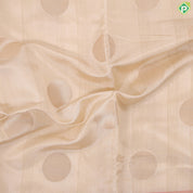 cream with gold zari round butta design baby pink multi colour floral border semi tusser saree