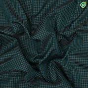 Bottle green gold zari vairaoosi checkered kattam turquoise gold zari retta pattai border uniform art silk saree