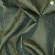 Olive Green Neem Zari Check Floral Design Self Colour Ruthracham Border Design Grand Silk Saree
