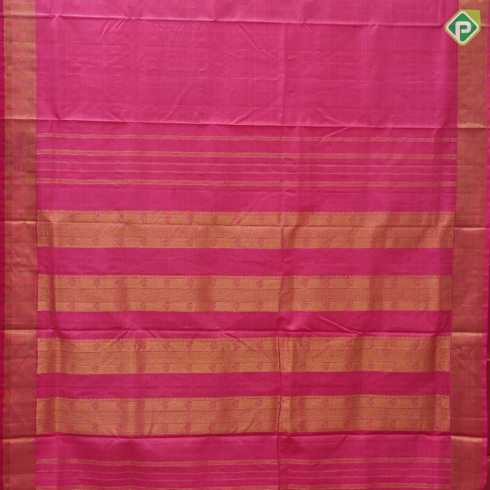 baby pink gold zari lines design self gold zari zig zag mango butta border 9 yards madisar silk saree