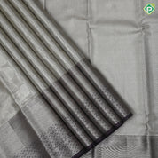 Silver zari by zari round self weaved round design violet silver zari diamond border tissue silk saree