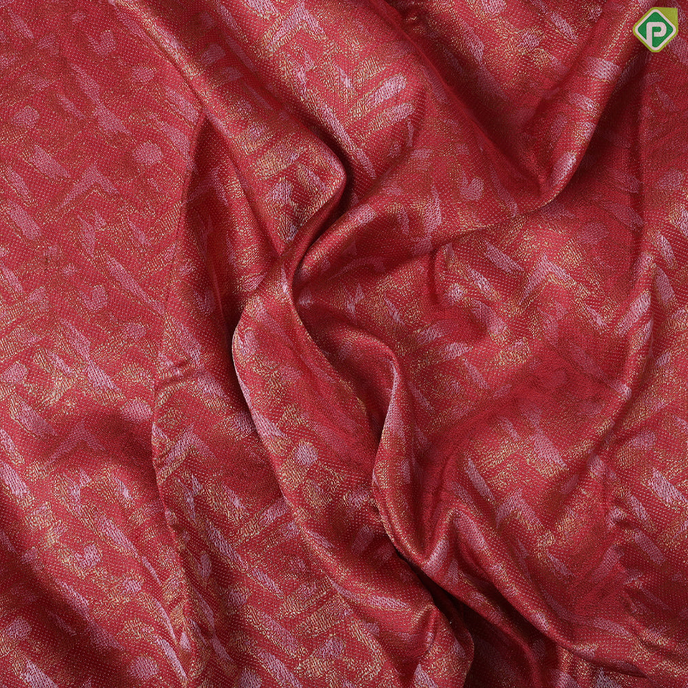 Magenta red cream and gold zari fancy design self gold zari checked design border trendy silk saree