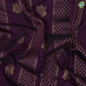 Violet gold zari peacock kalasam butta design turquoise gold zari bavanji border art silk saree