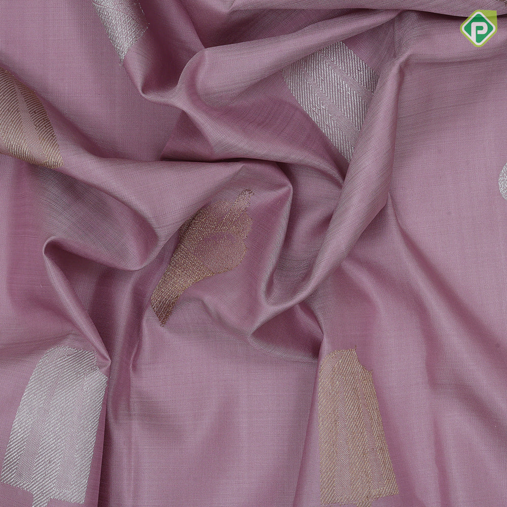 Light Onion Pink Gold Silver Zari Ice Pop Butta Design  Border Less Trendy Silk Saree