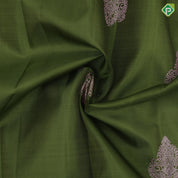 Army green copper zari fancy thilagam butta design self copper edge border traditional silk saree