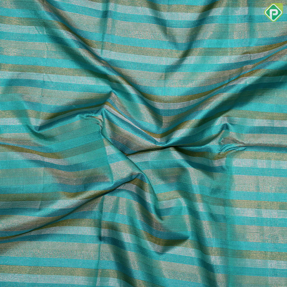 Rama Green Gold And Silver Zari With Meena Work Border Traditional Silk Saree