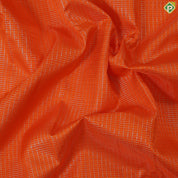 Fanta orange Silver Zari kattam (Checkered) design peach border traditional silk saree