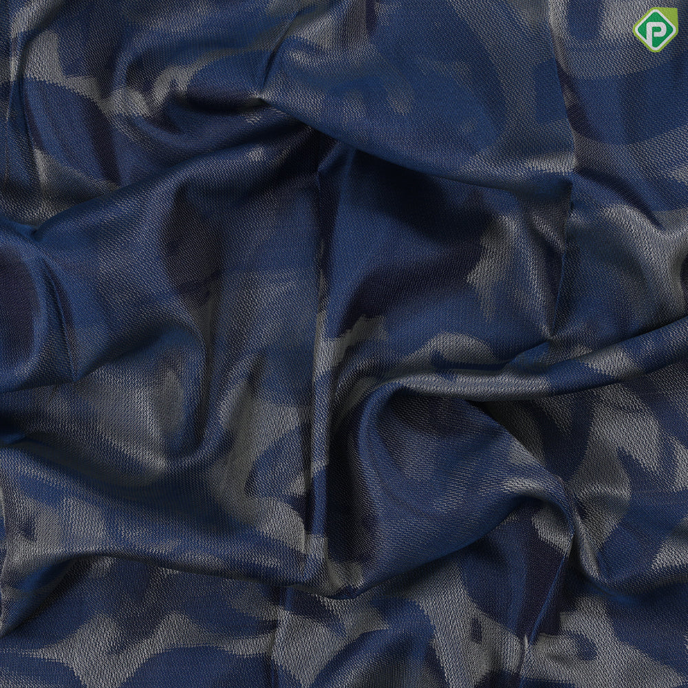 Robin blue cream white historical British major general painting design self gold zari border trendy silk saree