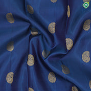Peacock blue gold zari fancy round butta design contrast sandal gold zari peacock butta border traditional silk saree